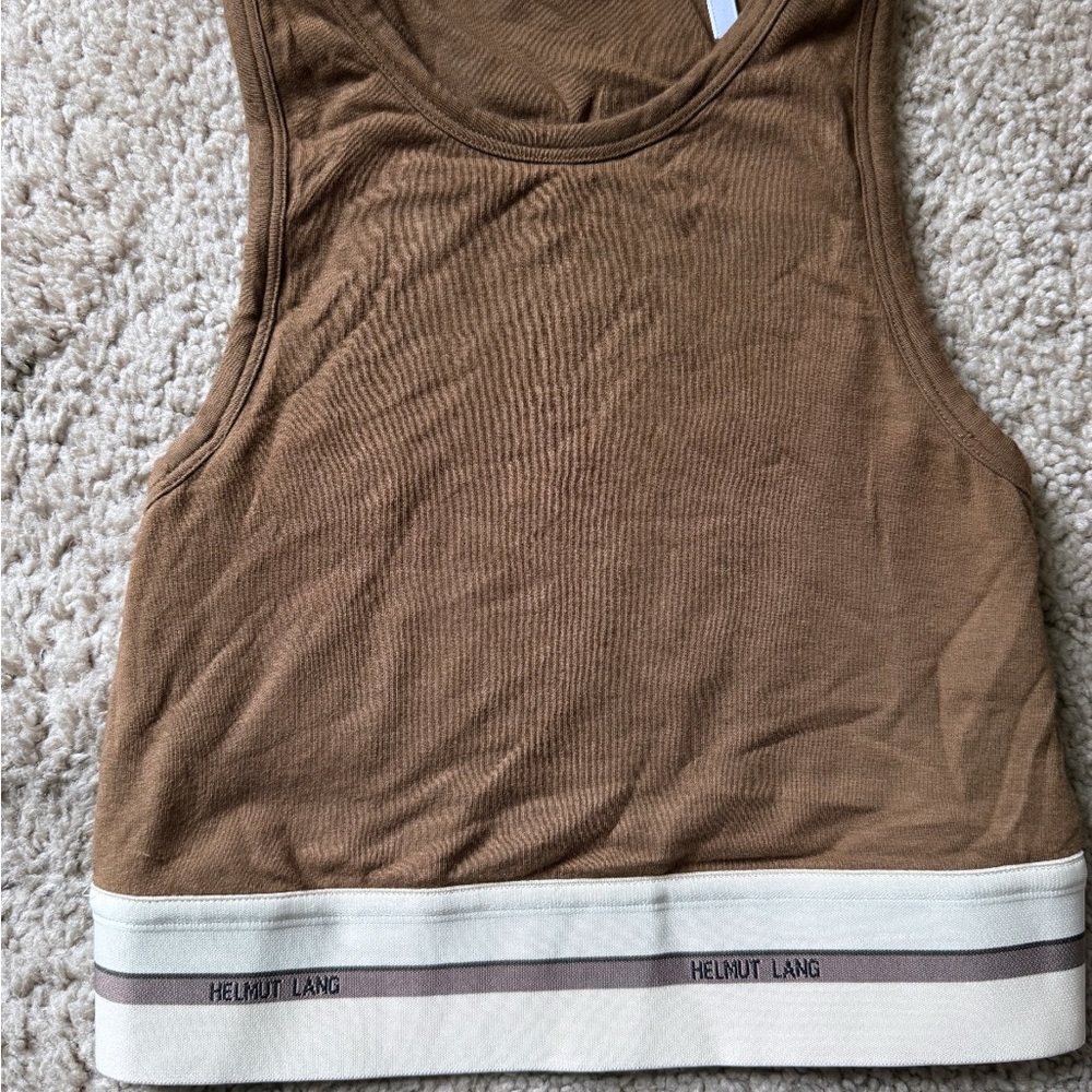 Helmut Lang Tan and Cream Top